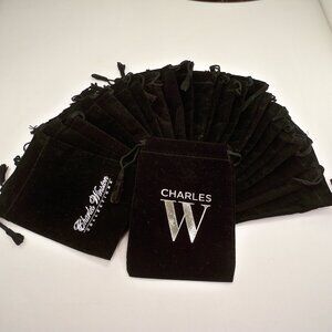 Charles Winston Black Velvet Pull string 24 Jewelry Bags